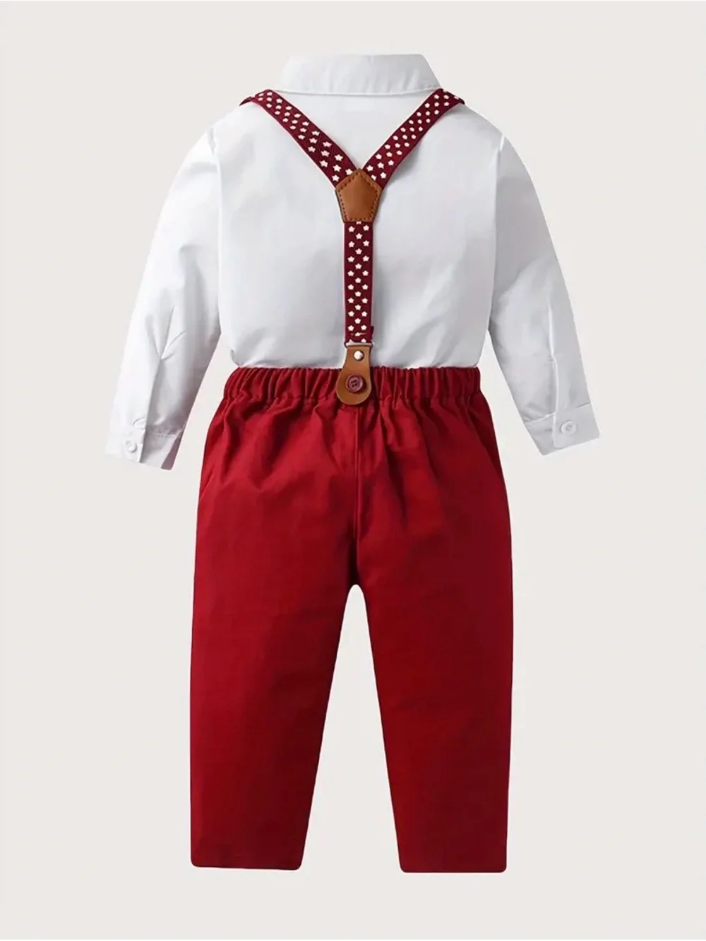 SHEIN Red Bow Tie and Heart-Pattern Suspenders Set for Kids Size 6Y
